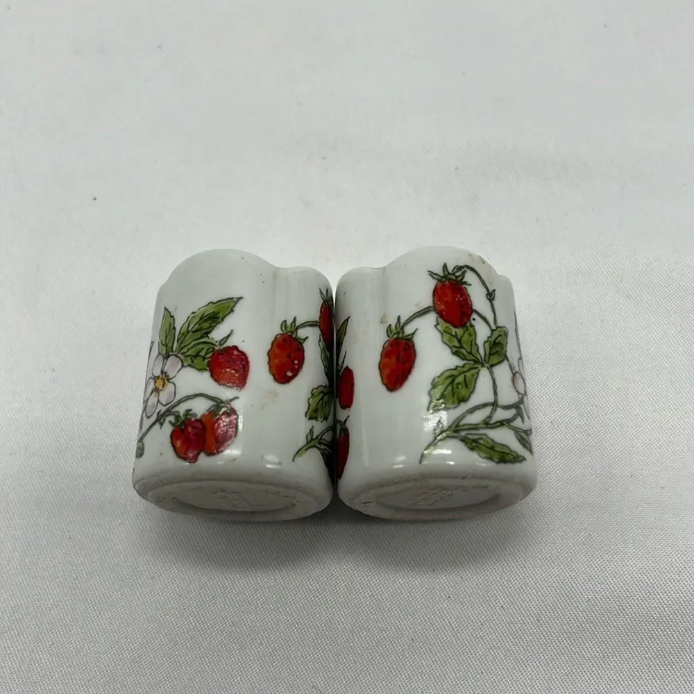 Set of Two Vintage Miniture Strawberry Candle Holders